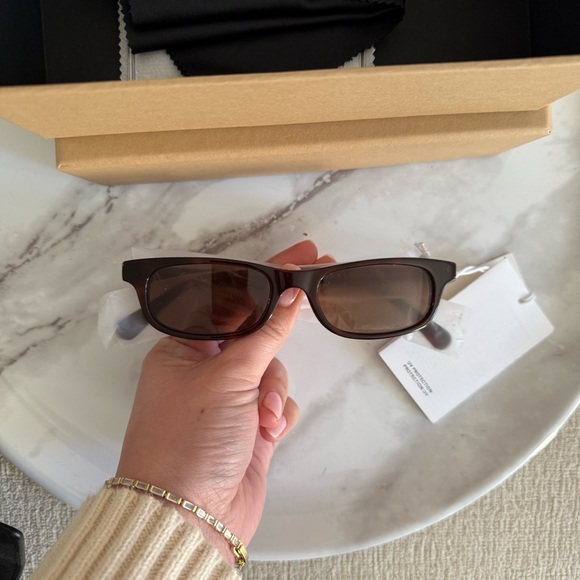 COS Tortoiseshell Rectangular Sunglasses with Brown Lenses - Picture 3 of 3